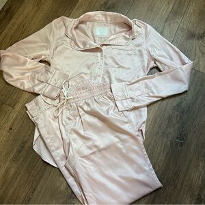 Abercrombie & Fitch Satin Pink Pajama Set, Silky, Romantic, Feminine, Girly, S